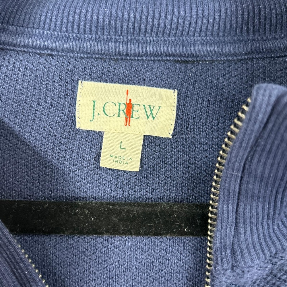 J.Crew Blue Full-Zip Cotton Textured Mock Neck Jacket Size L - Picture 6 of 8